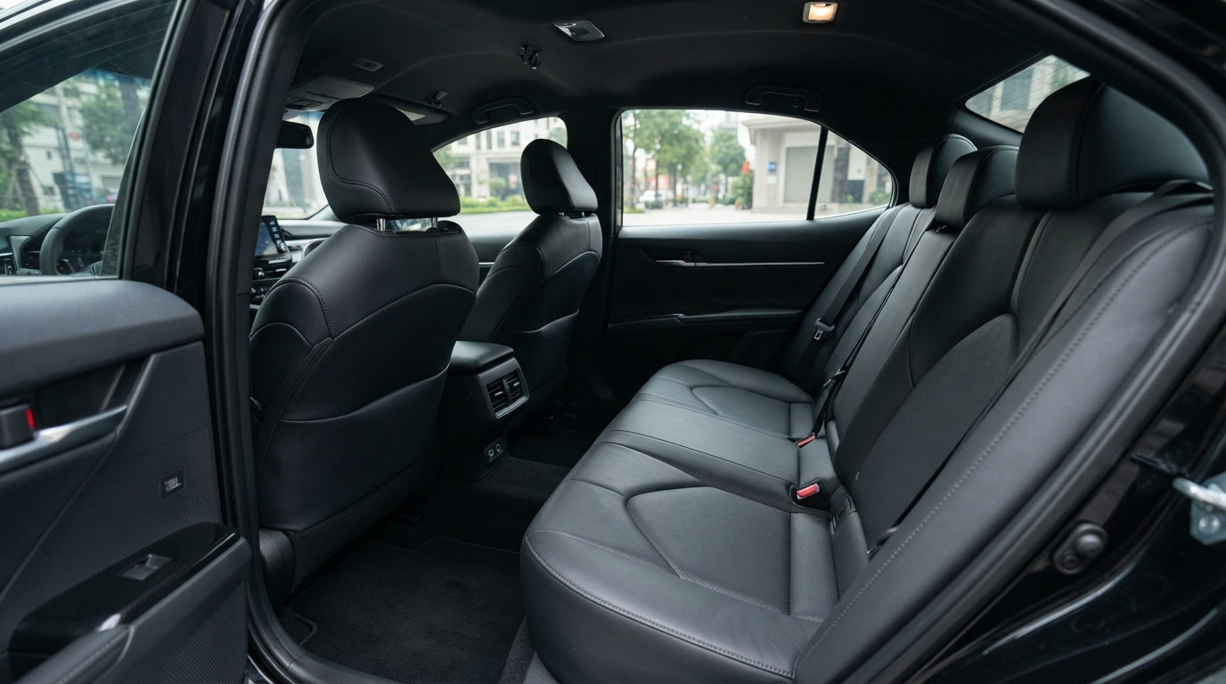 Салон Toyota Camry XV70 Hybrid 2020 — мультимедиа и задний ряд — фото 2